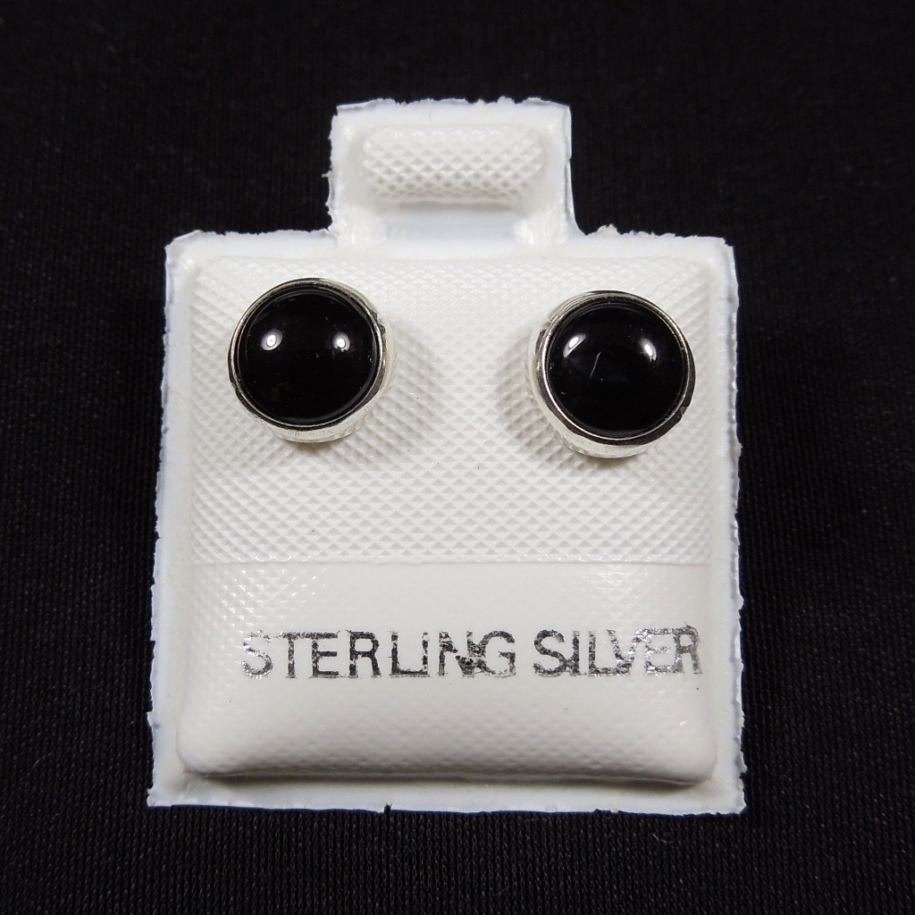 Genuine Black Onyx Sterling Silver 6mm Studs